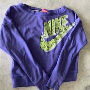 Nike purple off the shoulder sweatshirt